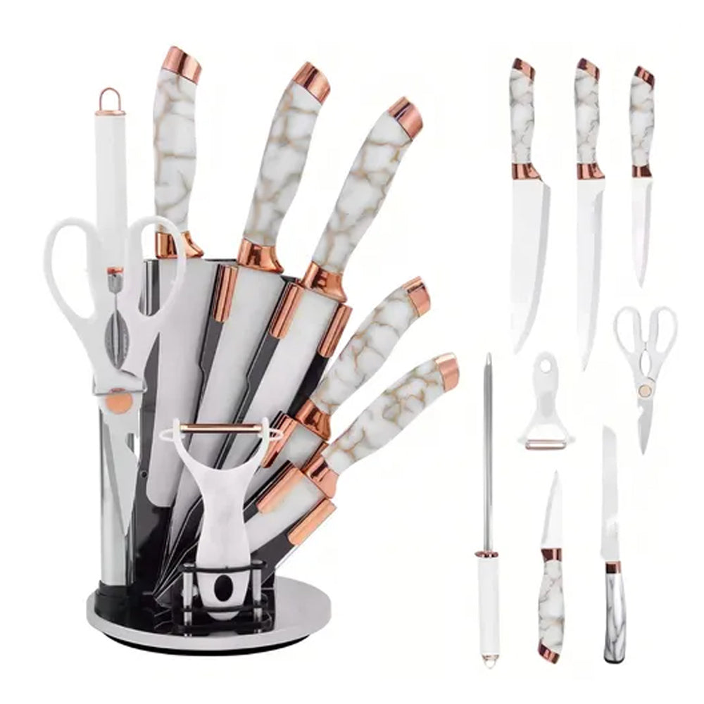 Jogo de facas Knife Set German Steel Branco 9 peças