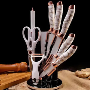 Jogo de facas Knife Set German Steel Branco 9 peças