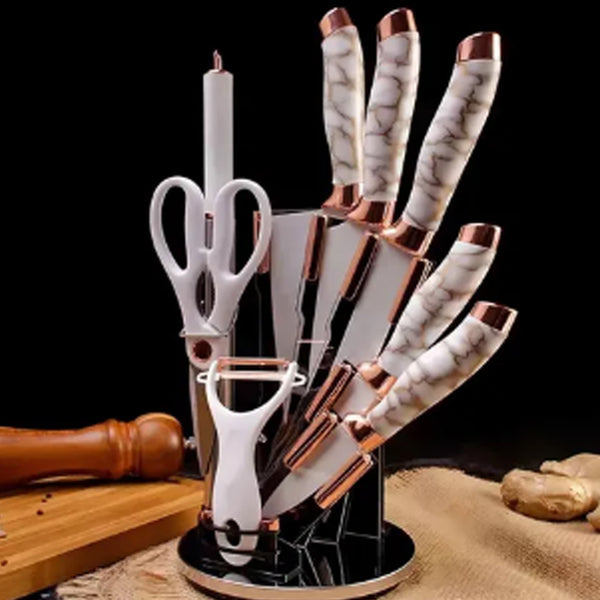 Jogo de facas Knife Set German Steel Branco 9 peças