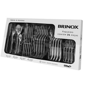 Faqueiro em inox Brinox Lyon 24 peças.
