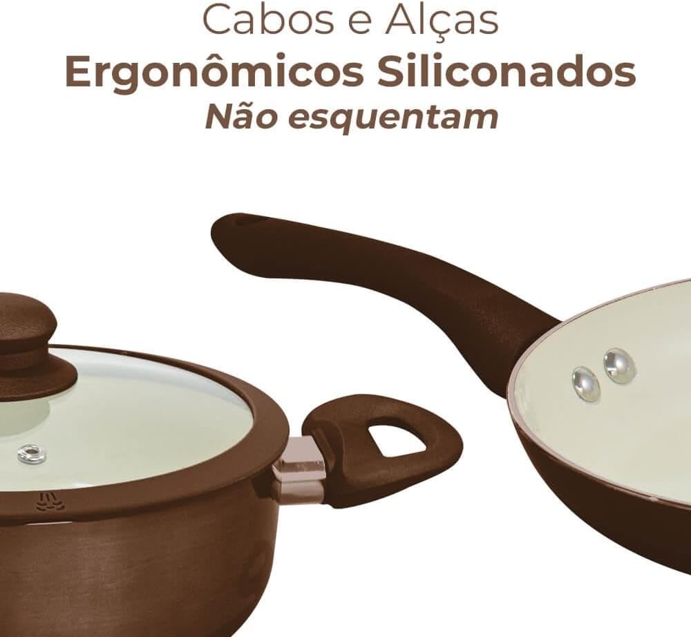 Jogo de panelas em cerâmica Roma Casambiente com indução 10 peças