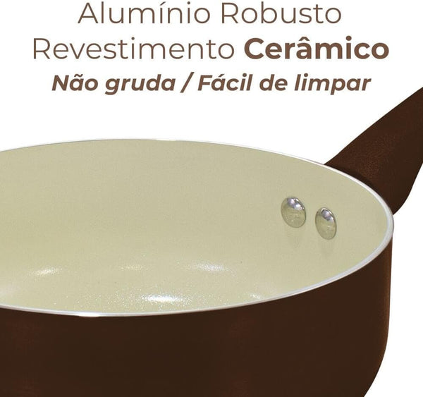 Jogo de panelas em cerâmica Roma Casambiente com indução 10 peças