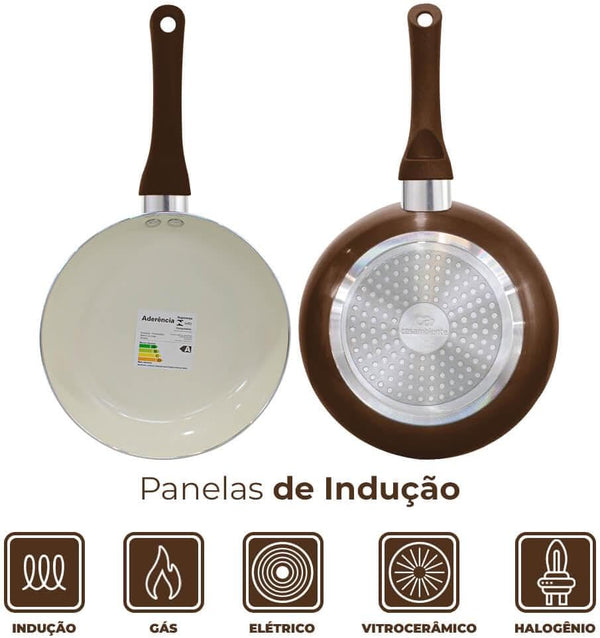Jogo de panelas em cerâmica Roma Casambiente com indução 10 peças