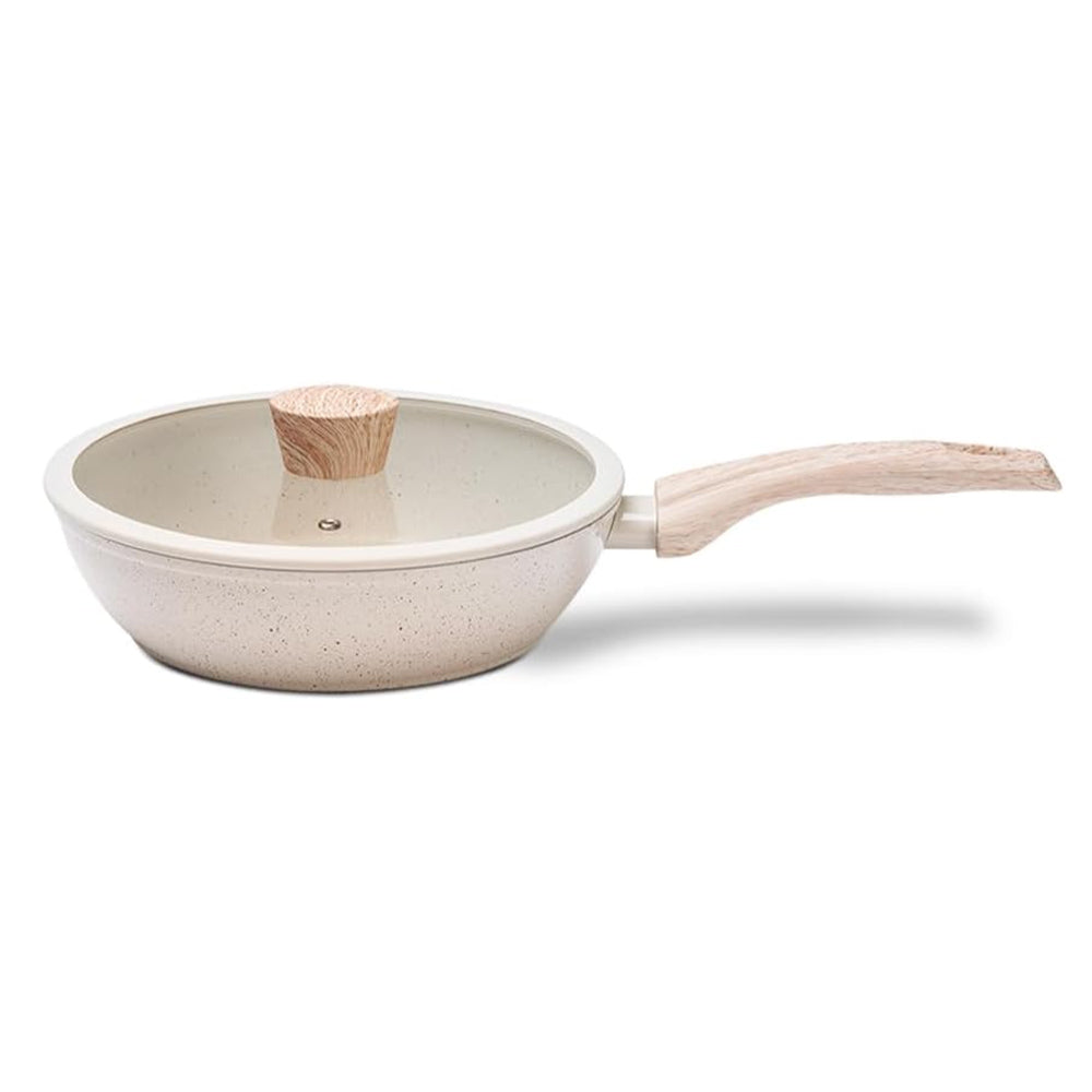 Frigideira alta com tampa antiaderente Brinox Ceramic Life Sirius 24cm vanilla