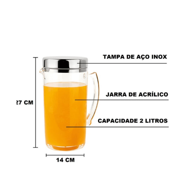 Jarra em acrílico com tampa em Inox Forma Vision 2L