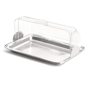 Porta-pão em inox e acrílico Forma Vision 29x21x13cm.
