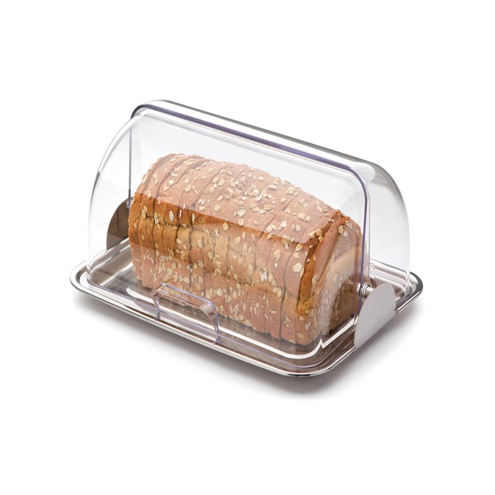 Porta-pão em inox e acrílico Forma Vision 29x21x13cm.