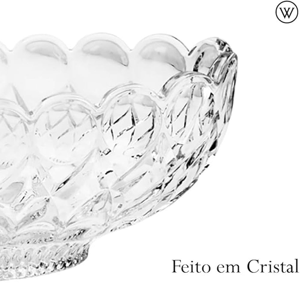 Centro de mesa em cristal com pé Wolff Angel 28,5x20cm