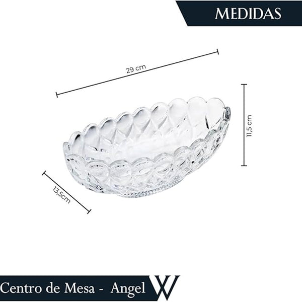 Centro de mesa em cristal com pé Wolff Angel 28,5x20cm