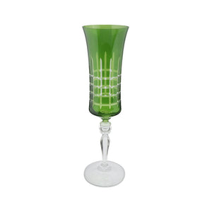 Taça para champanhe lapidada em cristal ecológico Bohemia Grace 190ml verde.