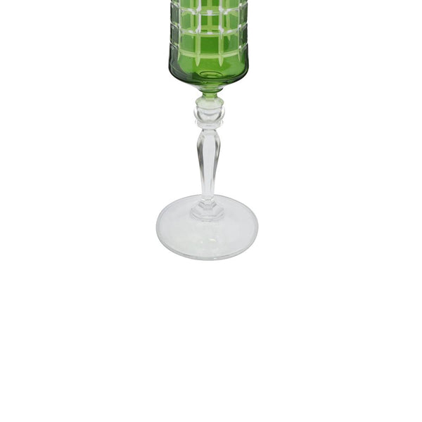 Taça para champanhe lapidada em cristal ecológico Bohemia Grace 190ml verde.