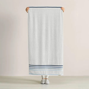 Toalha de banho Karsten Fio Penteado Lumina 70cm x140cm Branco/Azul