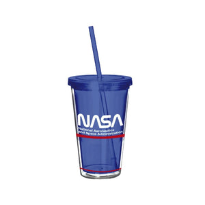 Copo parede dupla com canudo em plástico Nasa Desenho Técnico 500ml