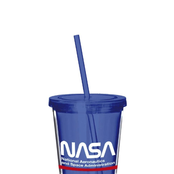 Copo parede dupla com canudo em plástico Nasa Desenho Técnico 500ml