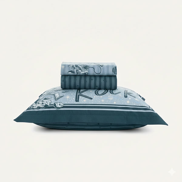 JOGO DE CAMA ESPACIAL SOLTEIRO 100% ALGODÃO KARSTEN 1,80X250