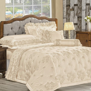 Jogo De Cama King 4Pcs Andorra 400 Fios BEGE 193X203