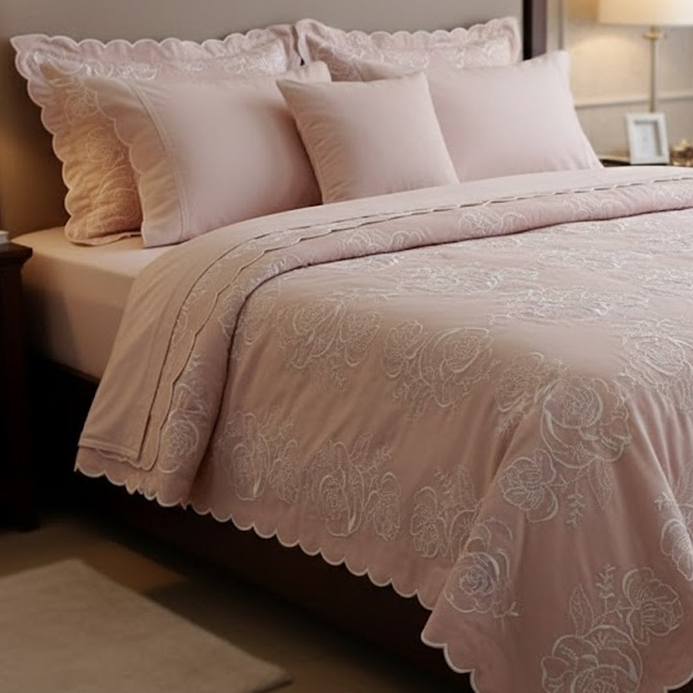 JOGO DE CAMA QUEEN 4PCS MABELI 400 FIOS 160X200CM  ROSE
