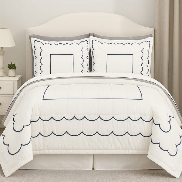 Jogo De Cama Queem 4Pcs Carrara 400 Fios 160X200CM  MARINHO