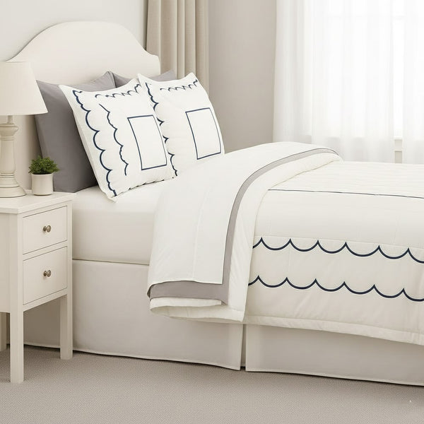 Jogo De Cama Queem 4Pcs Carrara 400 Fios 160X200CM  MARINHO