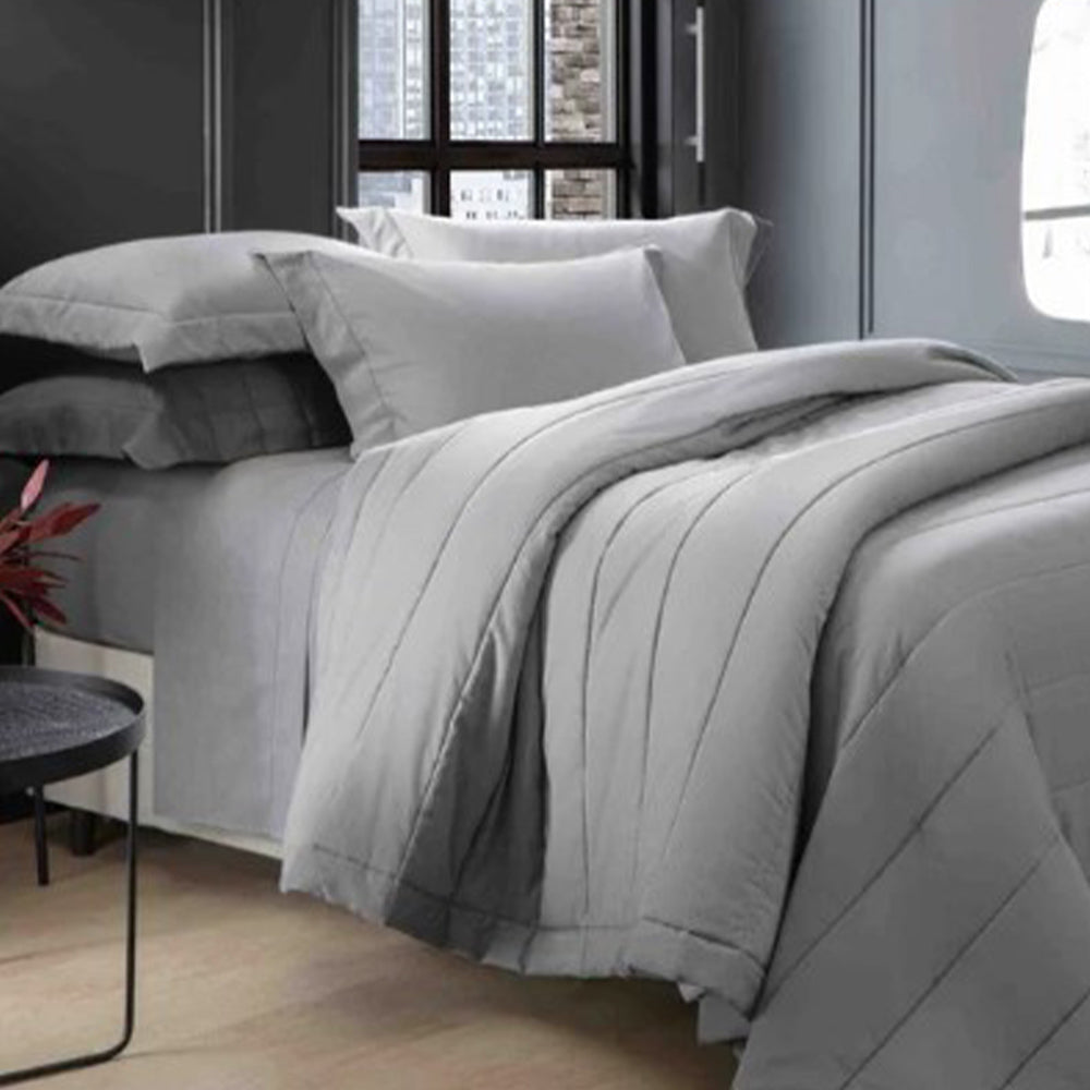 Conjunto Cobreleito Queen Chambret Fio Tinto Silver 240x260 cm