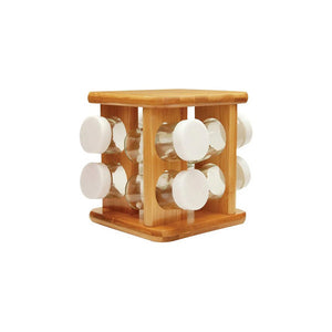 Porta De Temperos Giratório 9 Peças Bambu OU