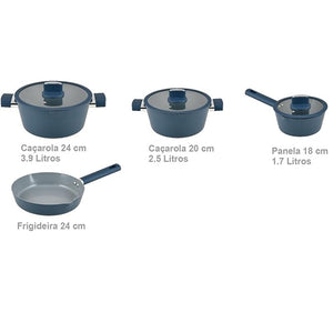 JOGO DE PANELAS CHICAGO 4PCS  AZUL INDUCAO