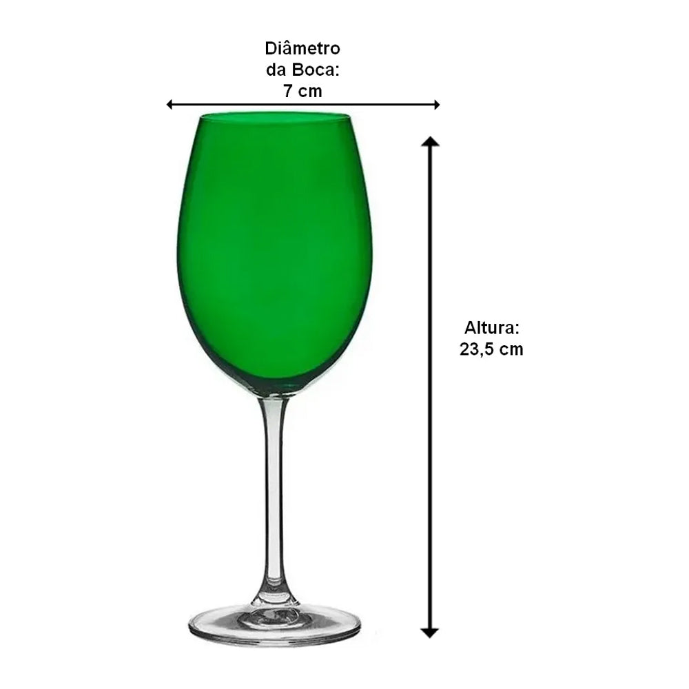 Jogo de taças 580ml Bordeaux verde cristal ecológico Bohemia