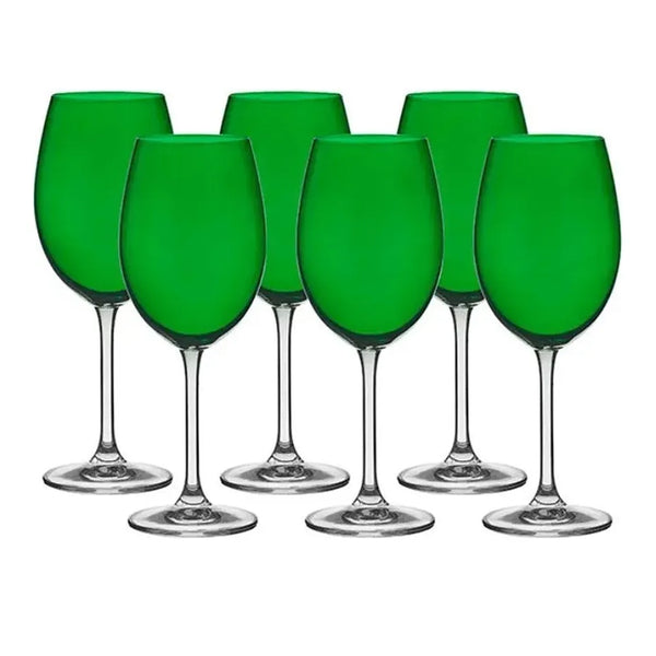 Jogo de taças 580ml Bordeaux verde cristal ecológico Bohemia