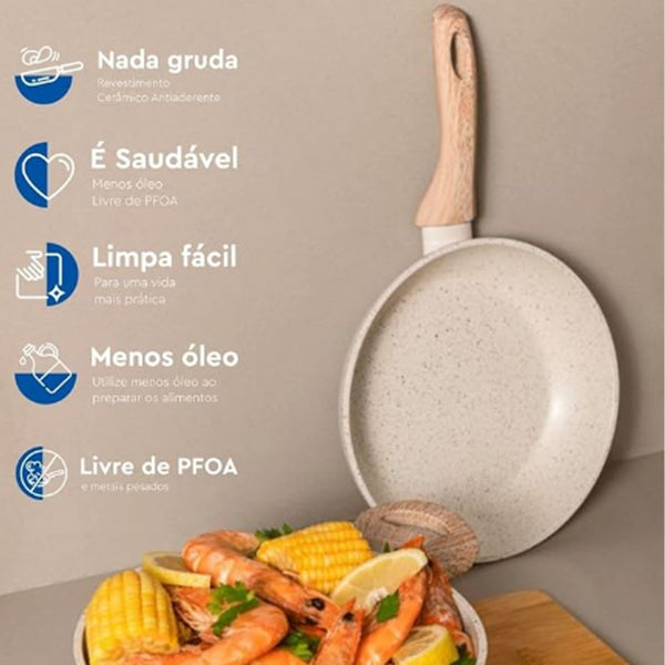 Frigideira Antiaderente Indução Ceramic Life Sirius Vanilla