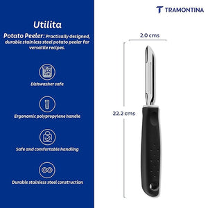 DESCASCADOR DE BATATAS TRAMONTINA UTILITA PRETO ACO INOX