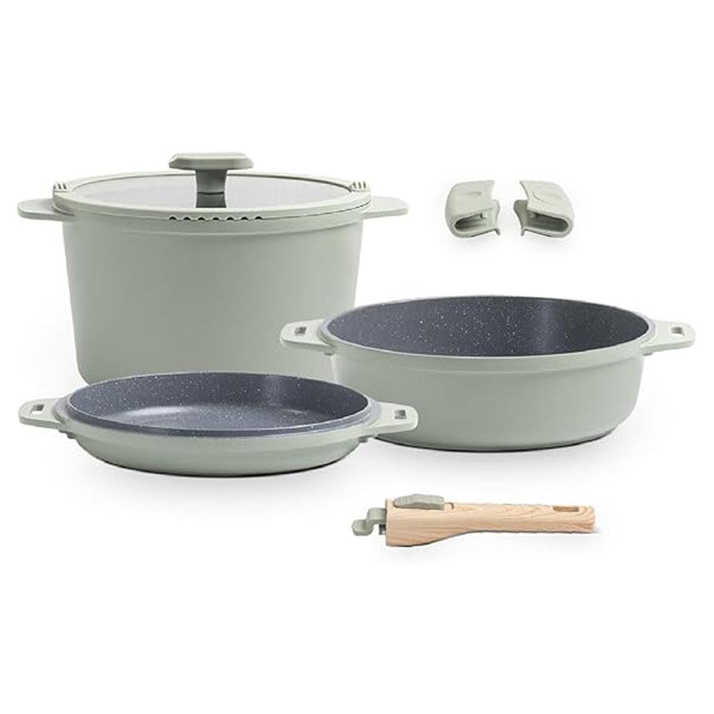 Jogo de panela empilhável Brinox loft verde 7 peças
