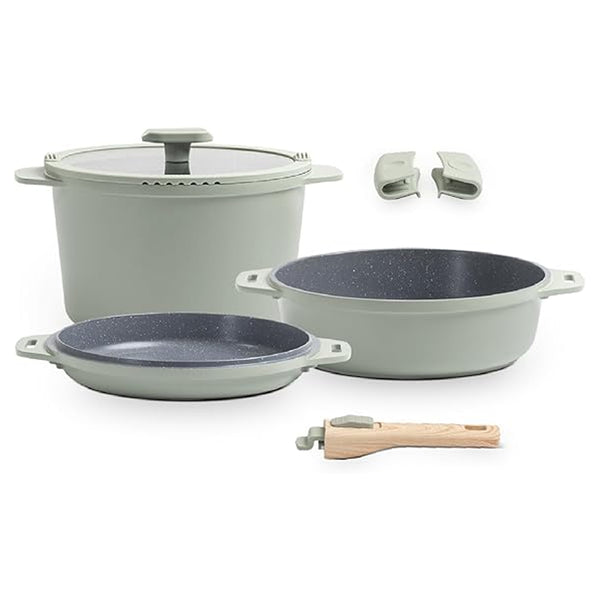 Jogo de panela empilhável Brinox loft verde 7 peças
