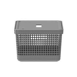 Cesto Organizador 8L Com Tampa Linha Grid Chumbo Fechado