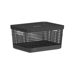 Cesto Organizador 8L Com Tampa Linha Grid Preto Fechado