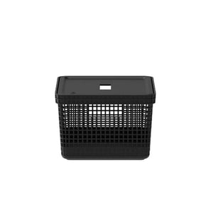 Cesto Organizador 8L Com Tampa Linha Grid Preto Fechado