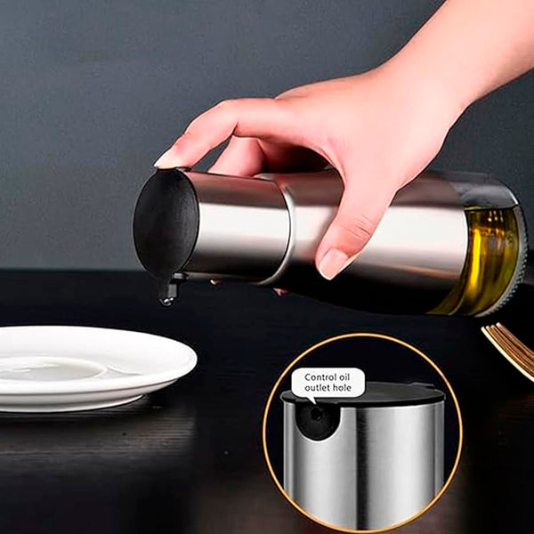 Galheteiro Vidro e Aço Inox 320ml – Óleo e Azeite