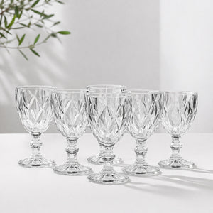 Jogo De Taças Diamante 6 Peças 260ml Em Vidro Original