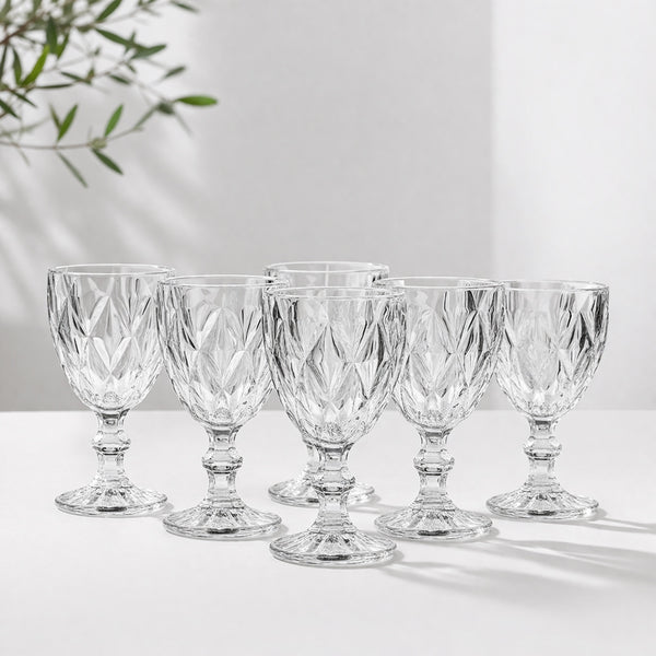 Jogo De Taças Diamante 6 Peças 260ml Em Vidro Original