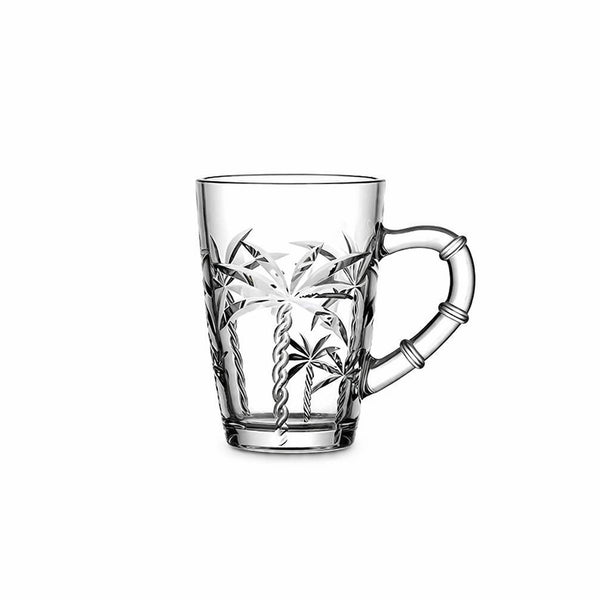 Caneca D/ Vidro Transparente Coqueiro 4Peças 210ML