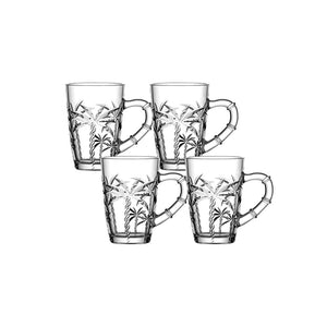 Caneca D/ Vidro Transparente Coqueiro 4Peças 210ML