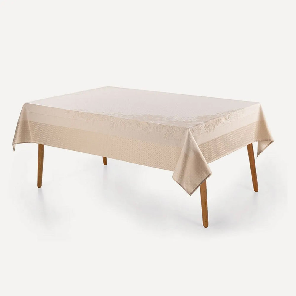 Toalha Mesa Retangular 6 Lugares Flor do Natal Bege160X220CM