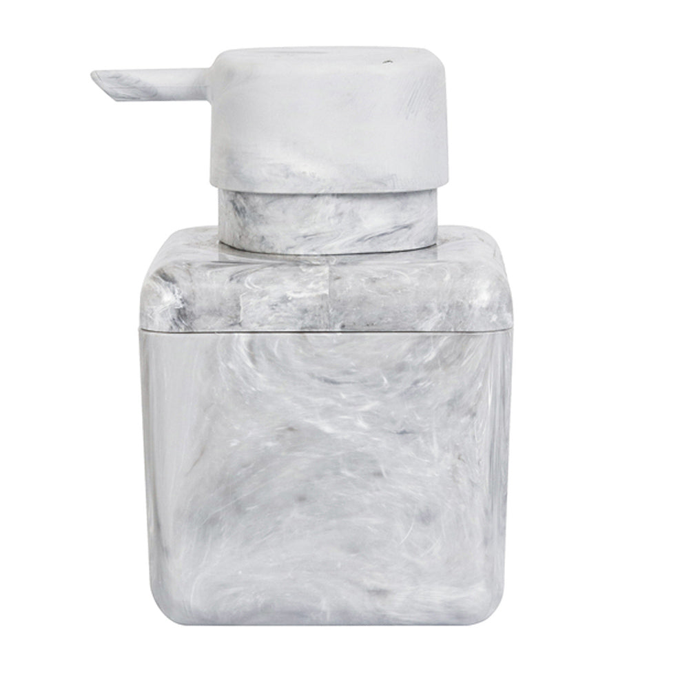 Porta Sabonete Líquido de Bancada para Banheiro 330ml Plástico Mármore Branco Cube Coza