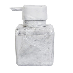 Porta Sabonete Líquido de Bancada para Banheiro 330ml Plástico Mármore Branco Cube Coza