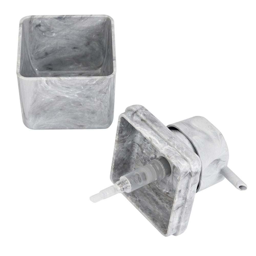 Porta Sabonete Líquido de Bancada para Banheiro 330ml Plástico Mármore Branco Cube Coza