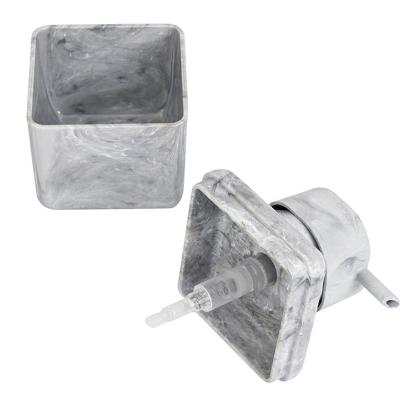Porta Sabonete Líquido de Bancada para Banheiro 330ml Plástico Mármore Branco Cube Coza