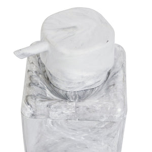 Porta Sabonete Líquido de Bancada para Banheiro 330ml Plástico Mármore Branco Cube Coza