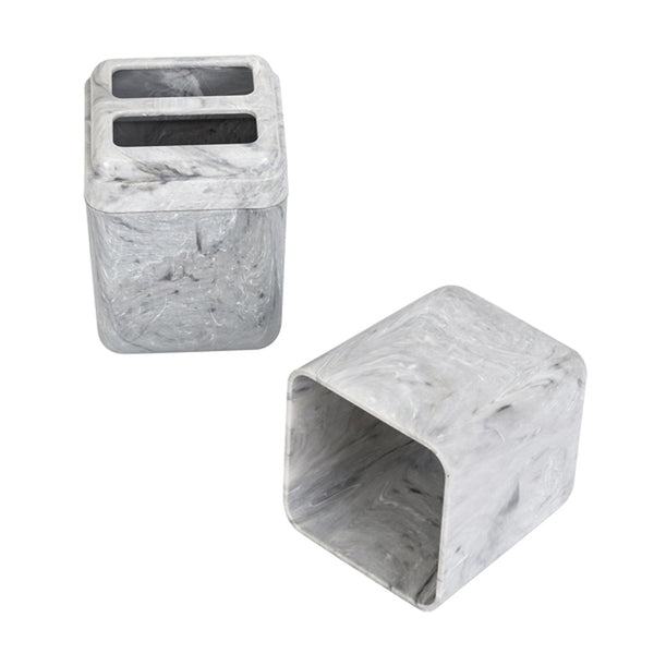 Porta Escova de Dente de Bancada Mármore Branco Cube –Coza