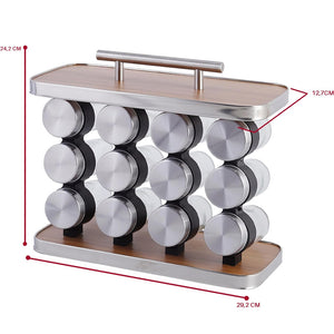 Porta tempero Dolce Home 12peças em bambu com aço inoxidável