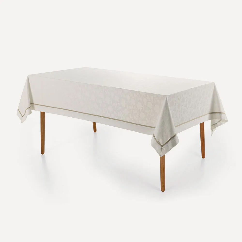 Toalha de Mesa Retangular 12 Lugares Antoni Branco/Bege