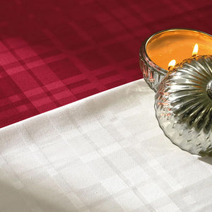 Toalha de Mesa Retangular 8 Lugares Tartan Vermelho 1,80m x 2,70m
